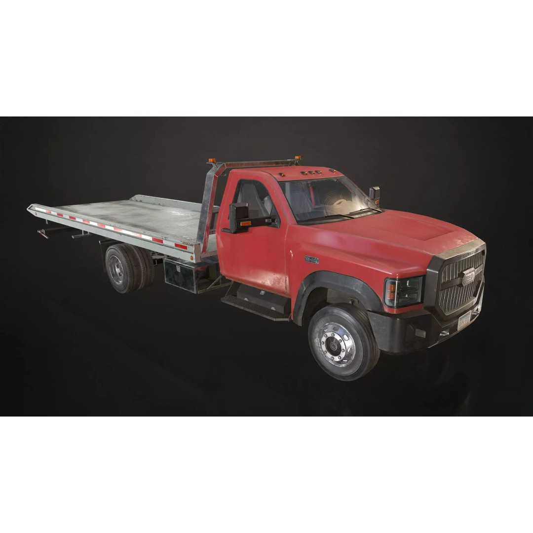 Medium Duty Truck VX400 3D Model – Low Poly Rollback Tow Truck, FBX - View 8