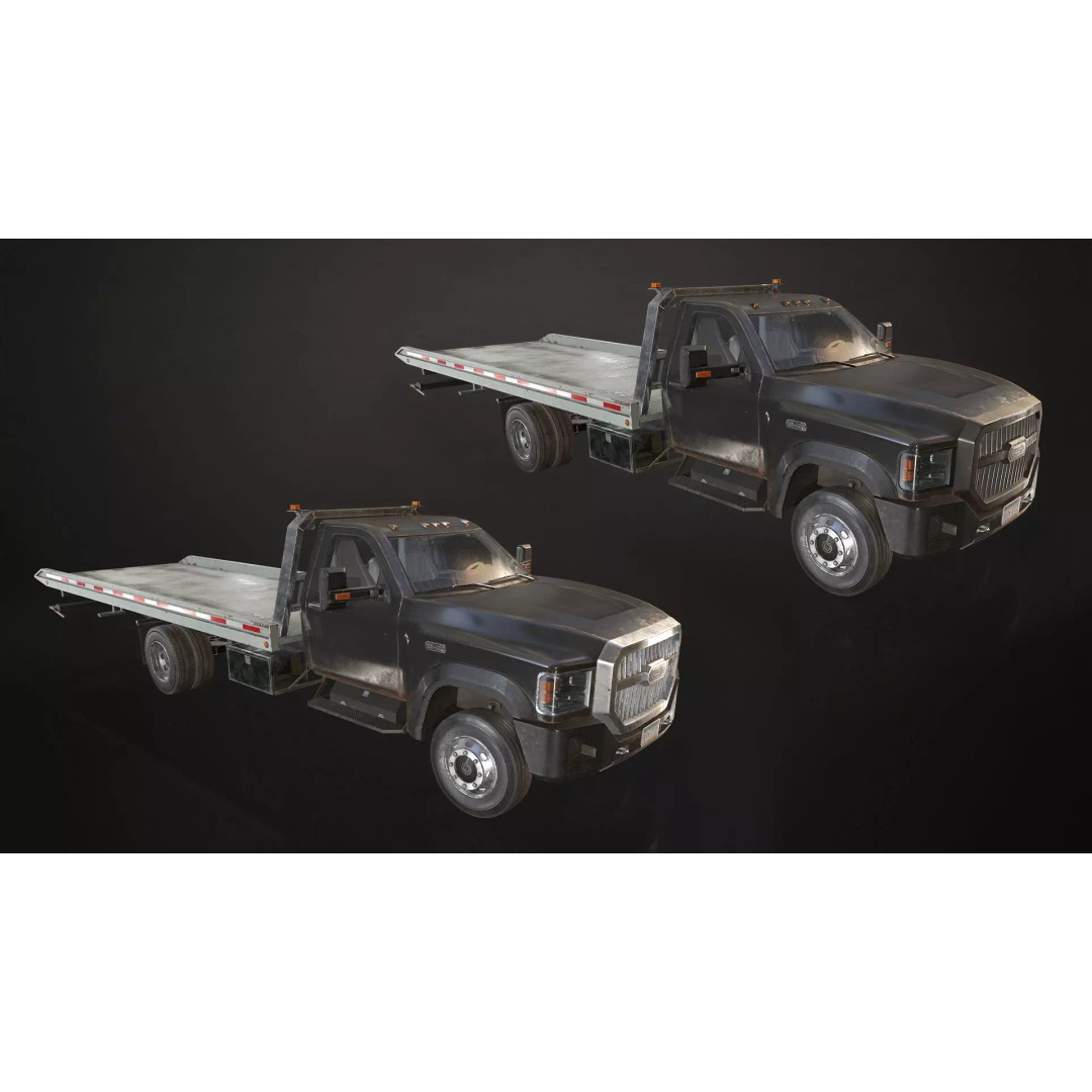 Medium Duty Truck VX400 3D Model – Low Poly Rollback Tow Truck, FBX - View 9