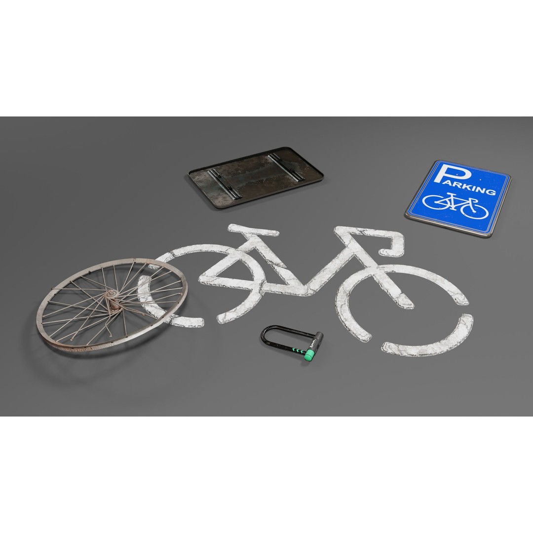 Bicycle 3D Model – Low Poly Game Asset, PBR Textures, FBX - View 10