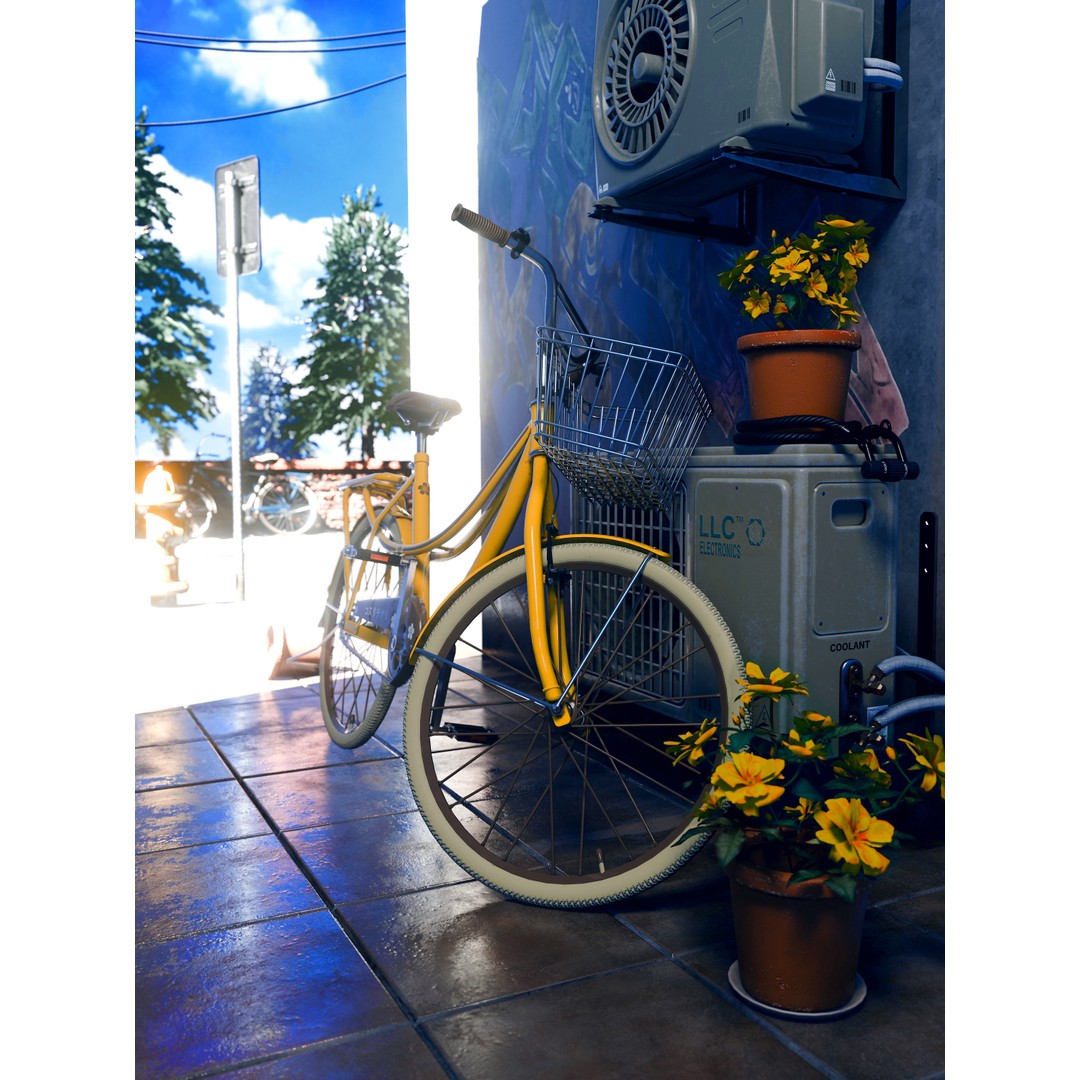Bicycle 3D Model – Low Poly Game Asset, PBR Textures, FBX - View 4