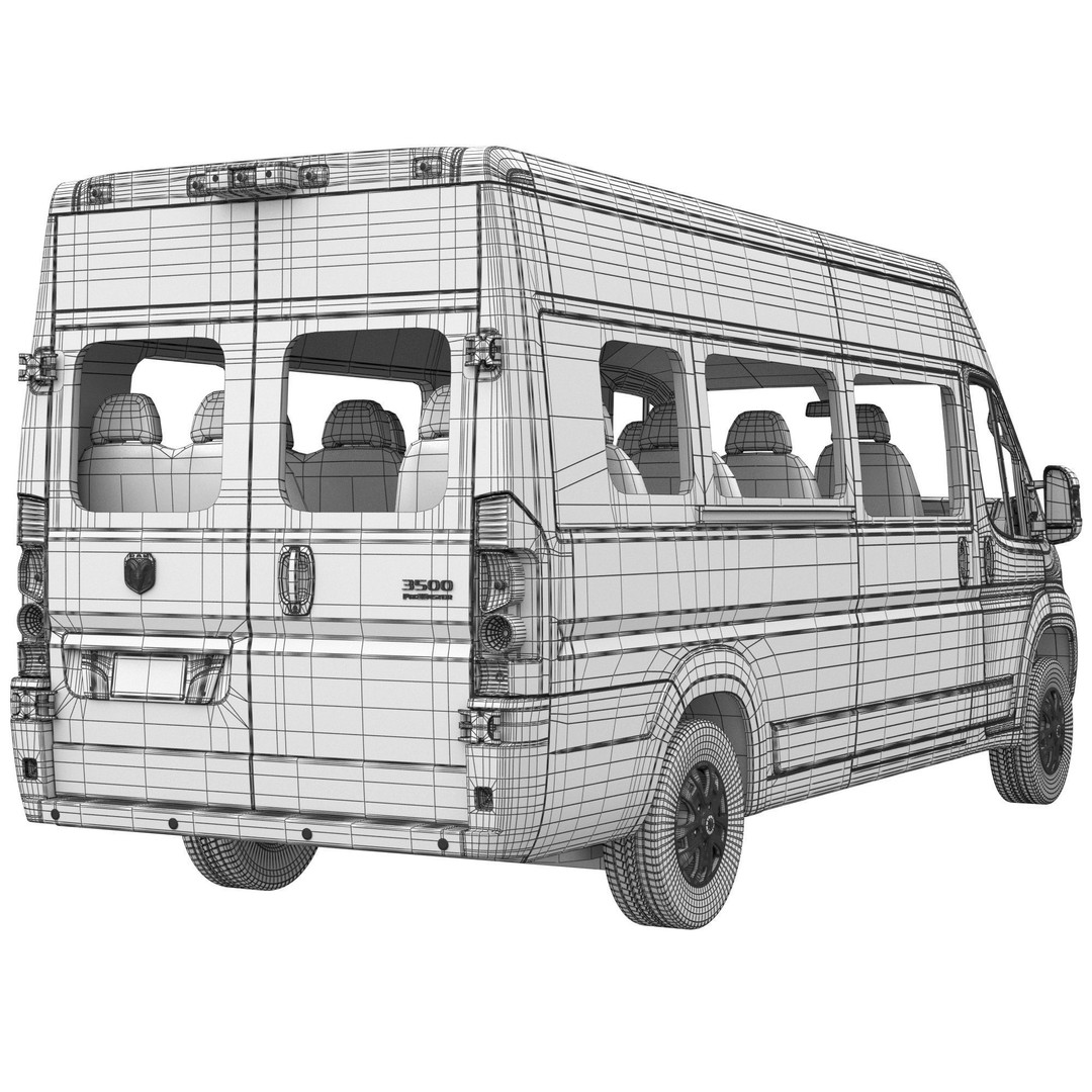 2024 Ram ProMaster 3500 SLT 3D Model – High Roof Minibus, FBX, OBJ - View 16