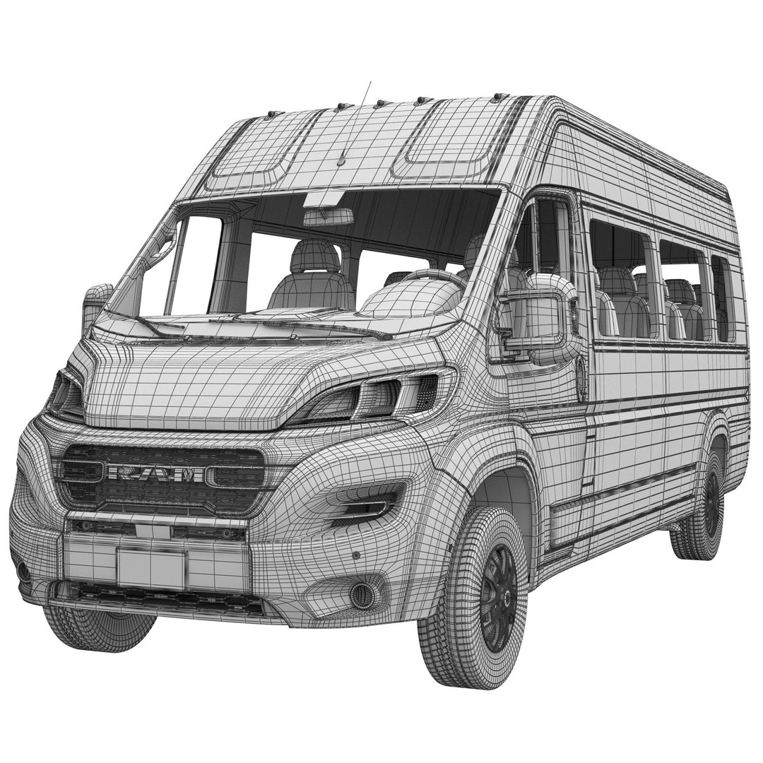 2024 Ram ProMaster 3500 SLT 3D Model – High Roof Minibus, FBX, OBJ - View 17