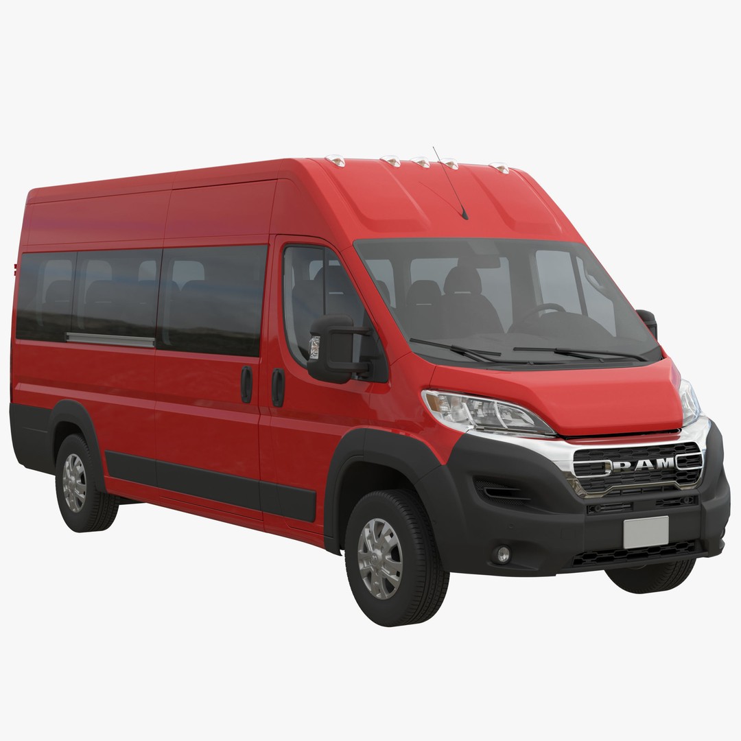 2024 Ram ProMaster 3500 SLT 3D Model – High Roof Minibus, FBX, OBJ - View 3