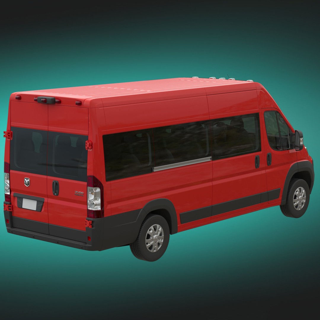 2024 Ram ProMaster 3500 SLT 3D Model – High Roof Minibus, FBX, OBJ - View 6
