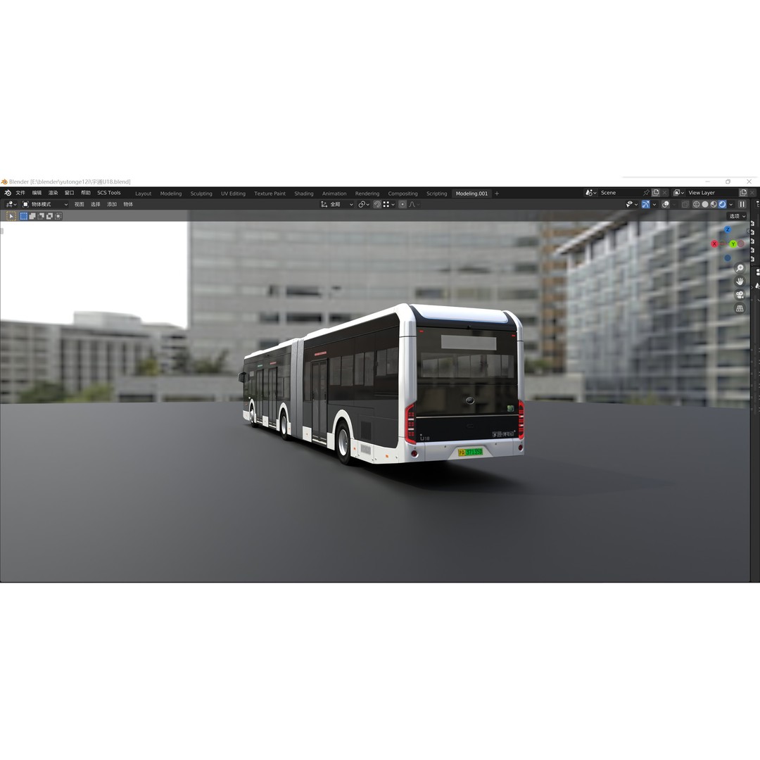 YUTONG U18 Bus 3D Model – City Bus, Blender & FBX Formats - View 10
