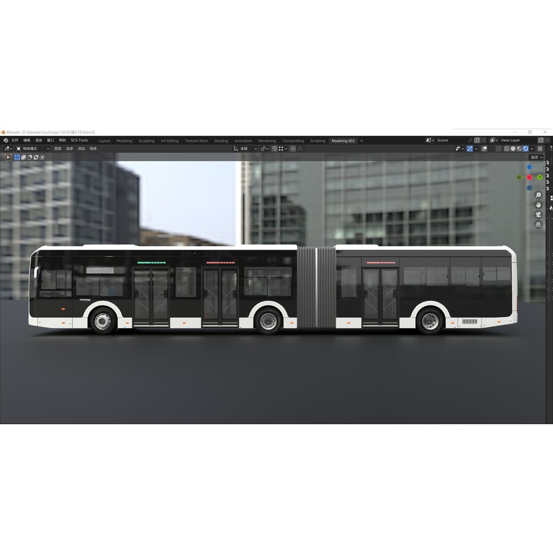 YUTONG U18 Bus 3D Model – City Bus, Blender & FBX Formats - View 11