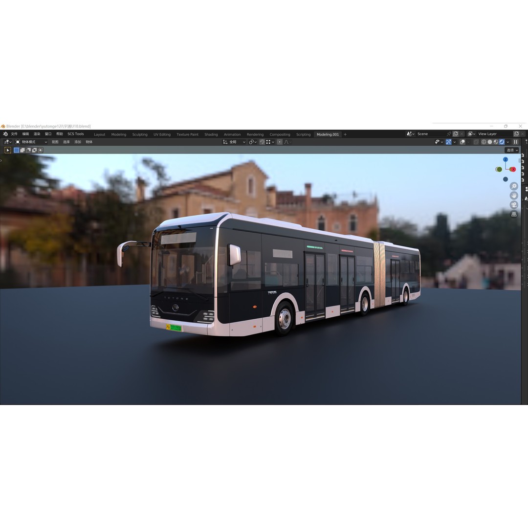 YUTONG U18 Bus 3D Model – City Bus, Blender & FBX Formats - View 12