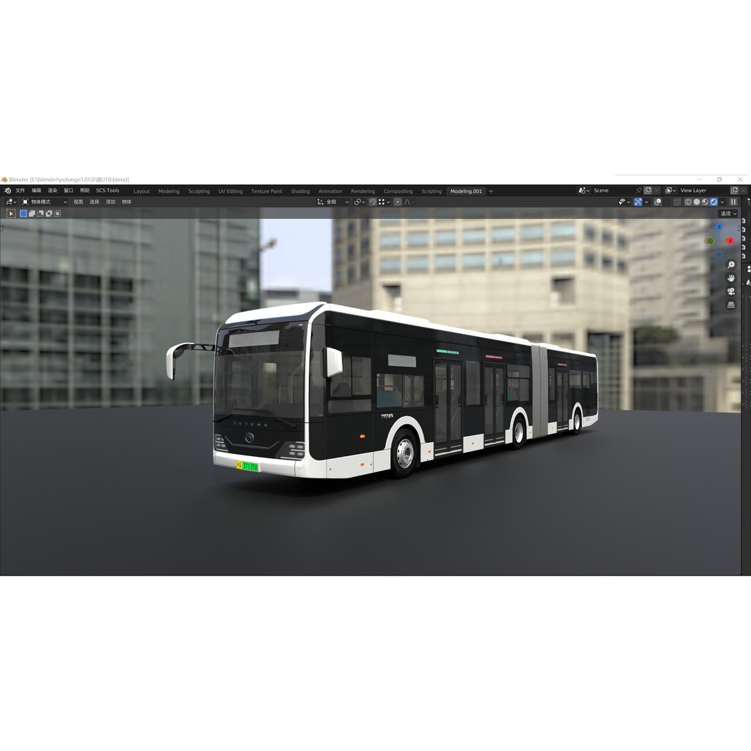 YUTONG U18 Bus 3D Model – City Bus, Blender & FBX Formats - View 13