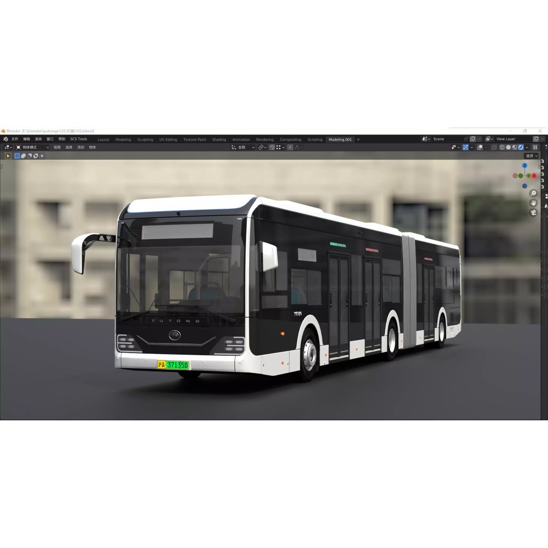YUTONG U18 Bus 3D Model – City Bus, Blender & FBX Formats - View 2