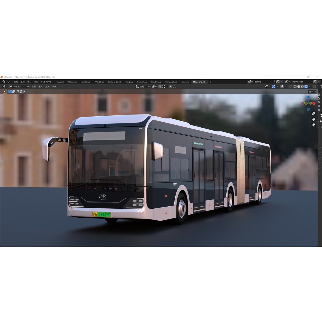 YUTONG U18 Bus 3D Model – City Bus, Blender & FBX Formats - View 3
