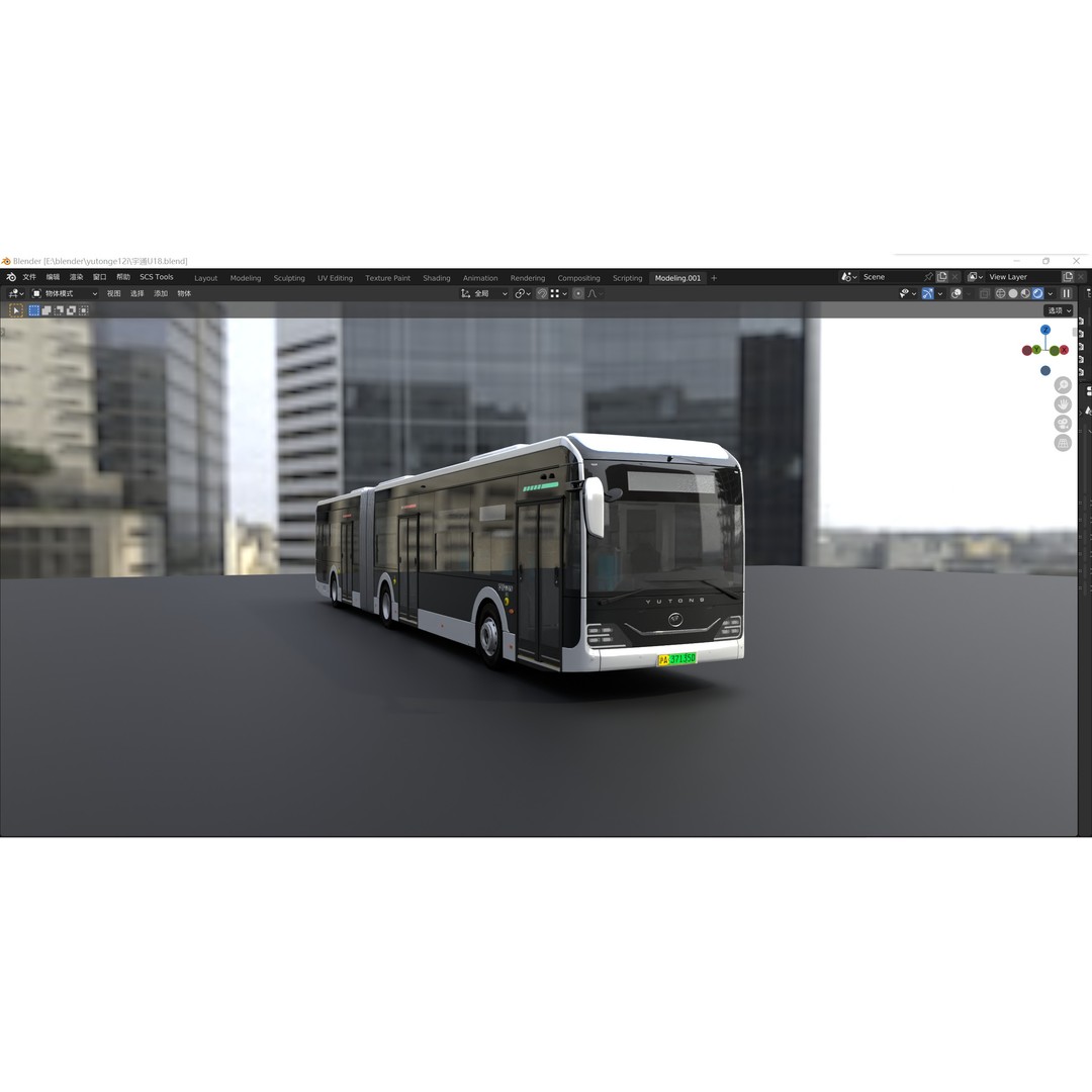 YUTONG U18 Bus 3D Model – City Bus, Blender & FBX Formats - View 6