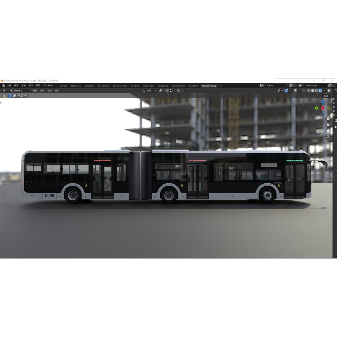 YUTONG U18 Bus 3D Model – City Bus, Blender & FBX Formats - View 7