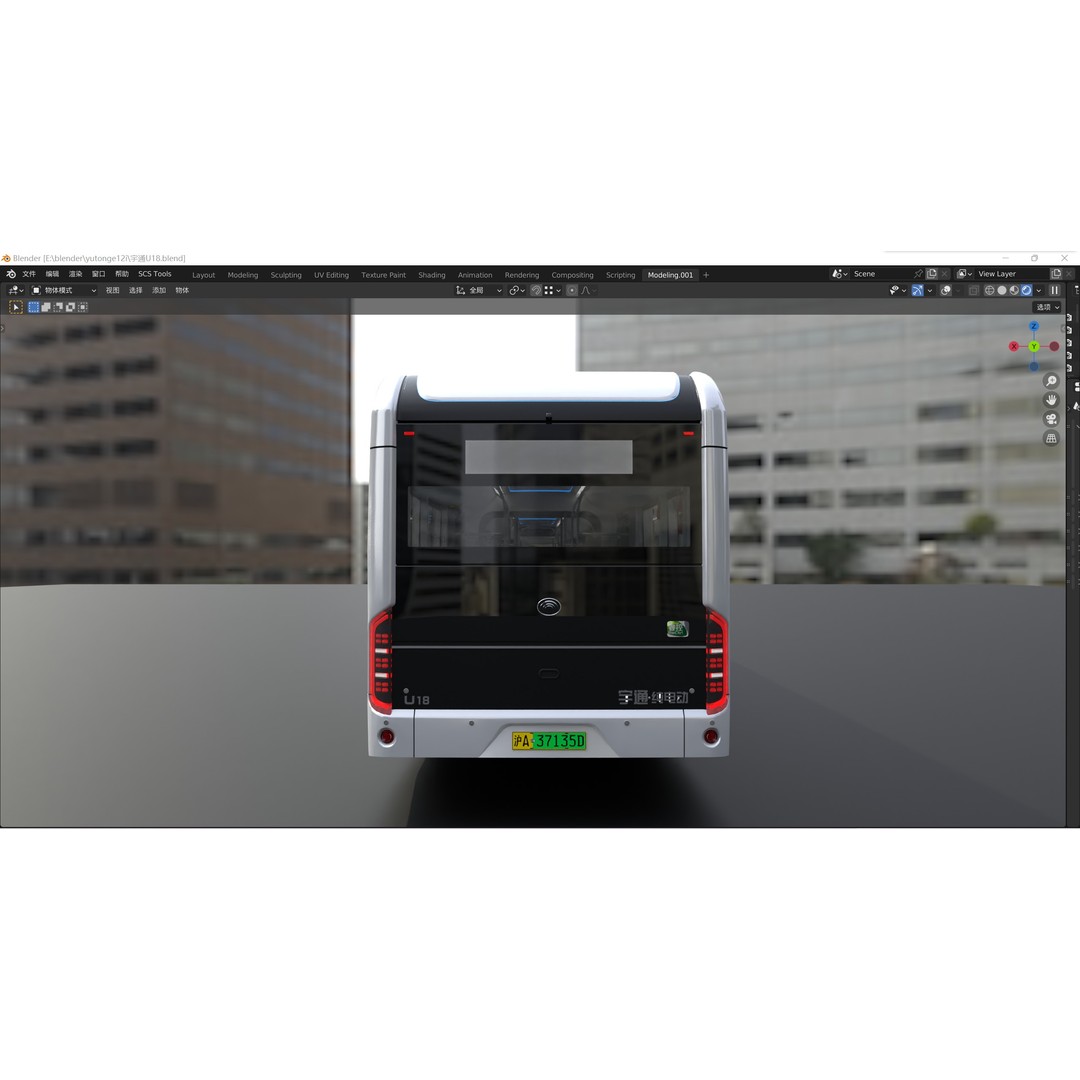 YUTONG U18 Bus 3D Model – City Bus, Blender & FBX Formats - View 9