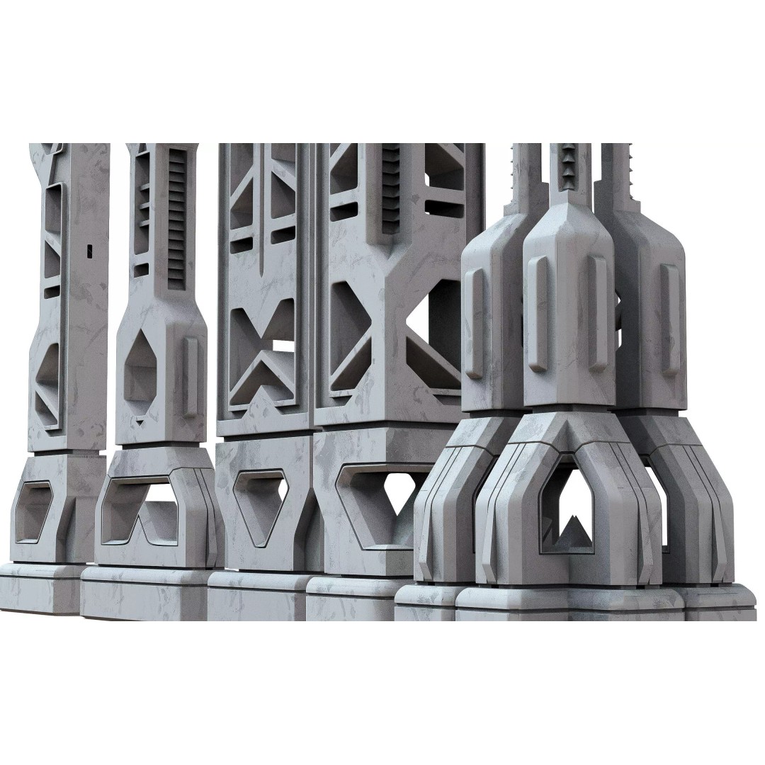 Sci-Fi Column 3D Model – Low Poly PBR Asset, FBX, OBJ - View 10