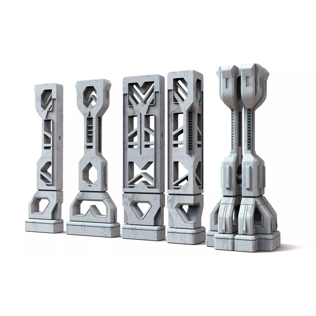 Sci-Fi Column 3D Model – Low Poly PBR Asset, FBX, OBJ - View 12
