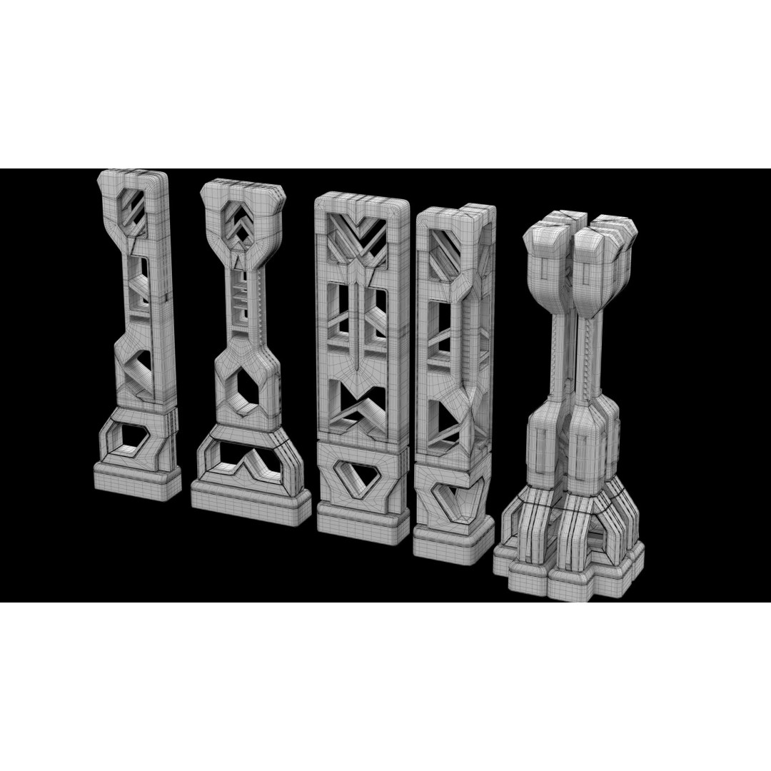 Sci-Fi Column 3D Model – Low Poly PBR Asset, FBX, OBJ - View 13