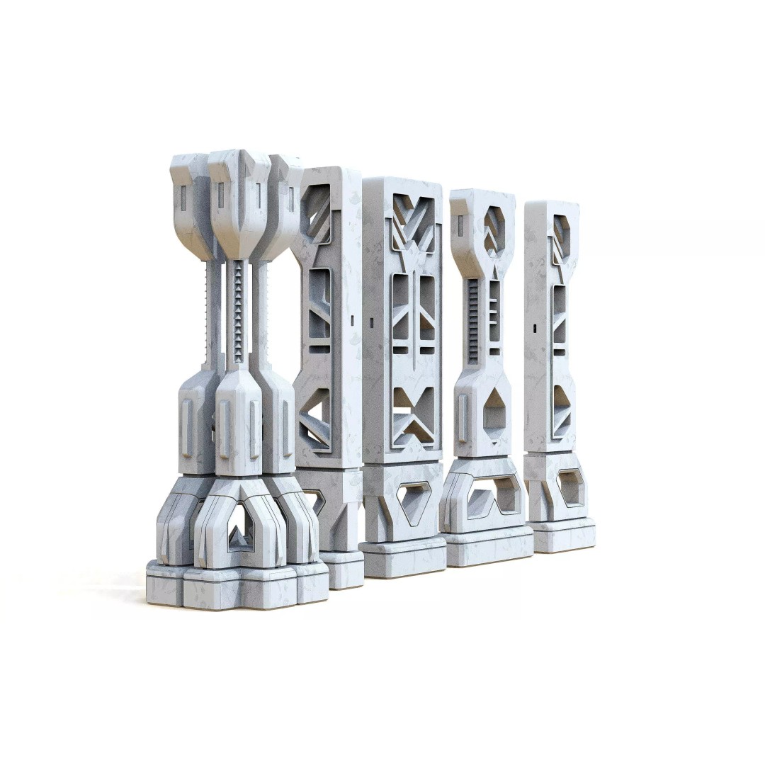 Sci-Fi Column 3D Model – Low Poly PBR Asset, FBX, OBJ - View 7