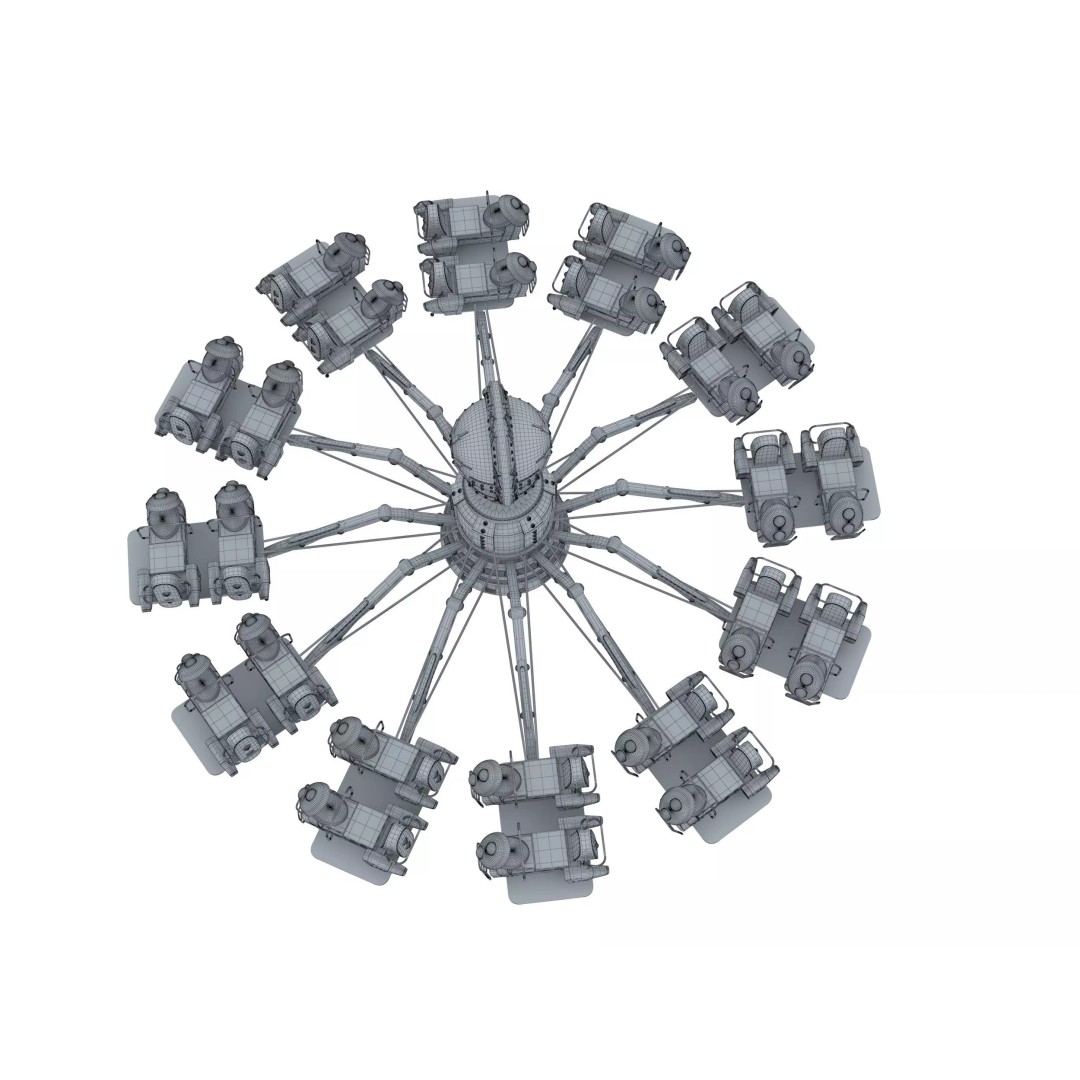 Aircraft Carousel 3D Model – Amusement Park Ride, FBX & OBJ Formats - View 10