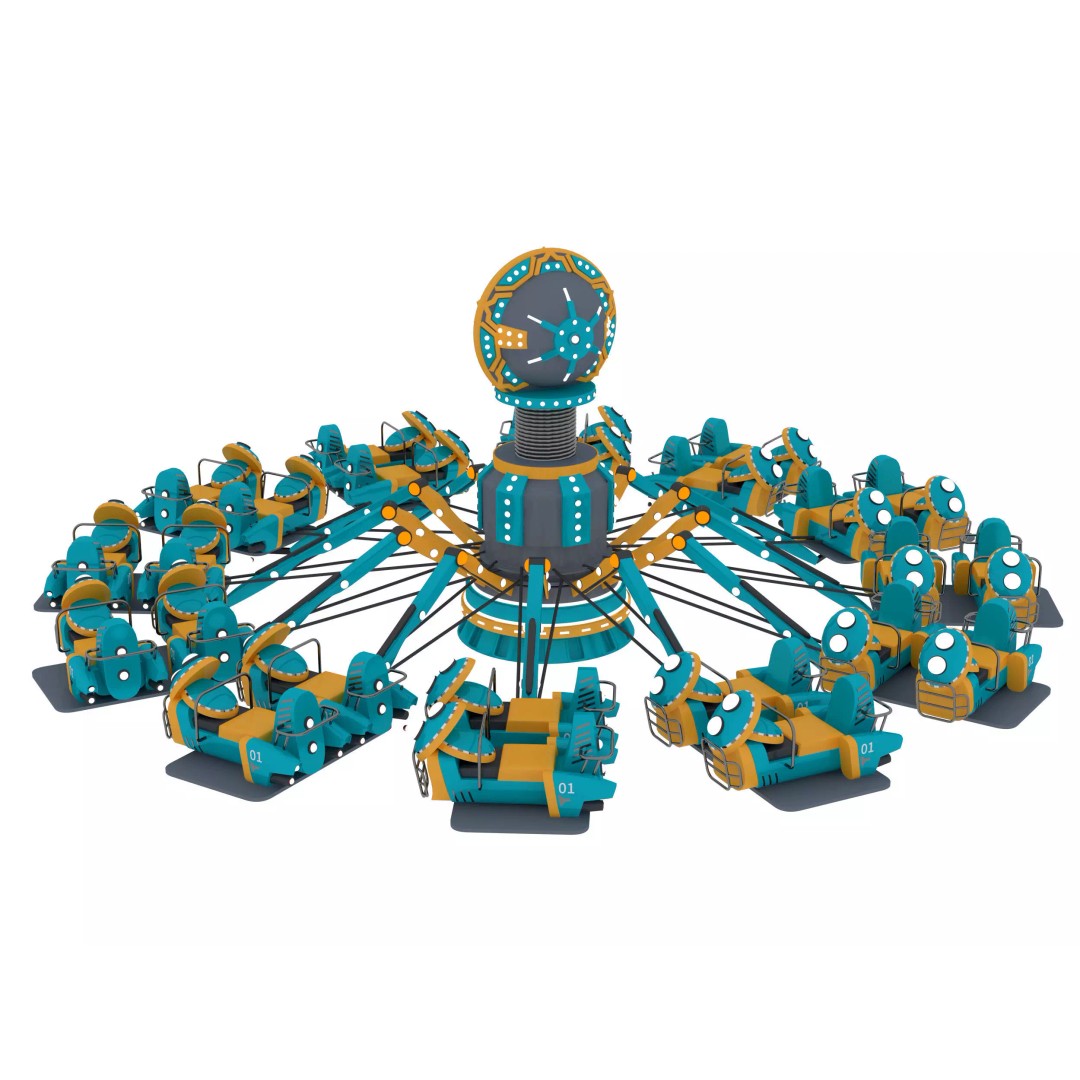 Aircraft Carousel 3D Model – Amusement Park Ride, FBX & OBJ Formats - View 2