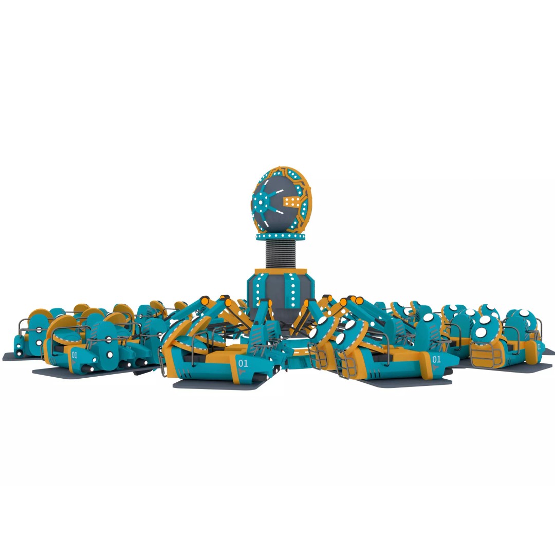 Aircraft Carousel 3D Model – Amusement Park Ride, FBX & OBJ Formats - View 3