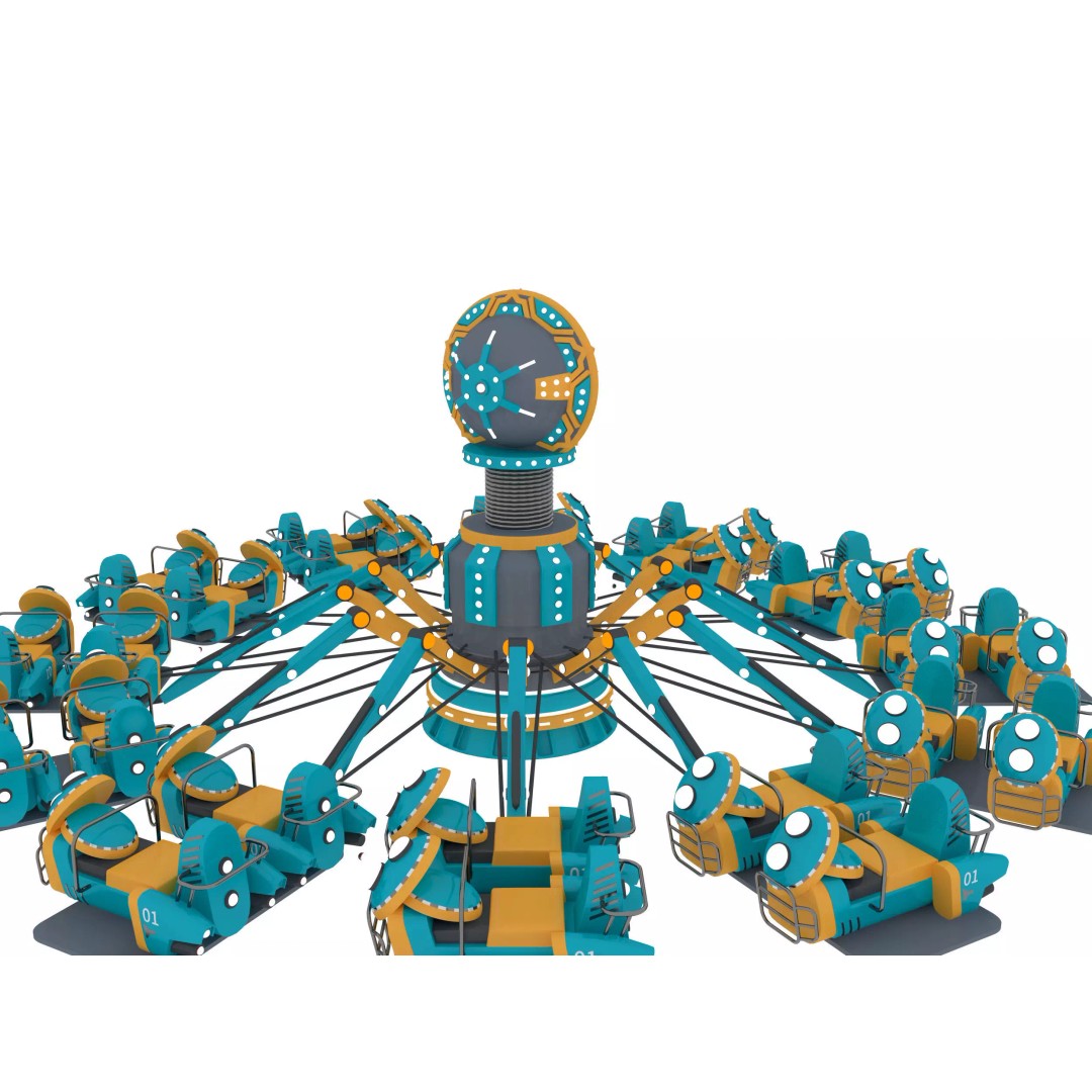 Aircraft Carousel 3D Model – Amusement Park Ride, FBX & OBJ Formats - View 4