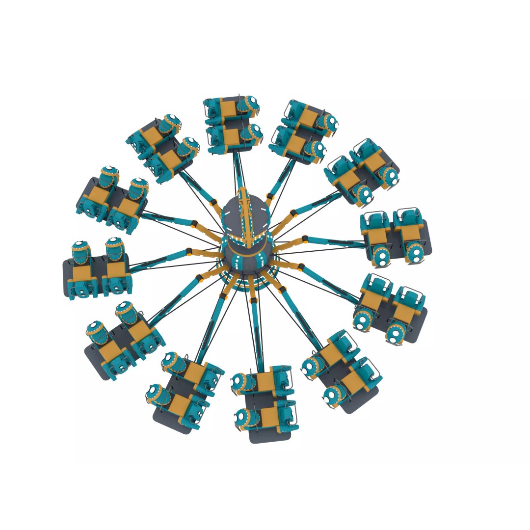 Aircraft Carousel 3D Model – Amusement Park Ride, FBX & OBJ Formats - View 5