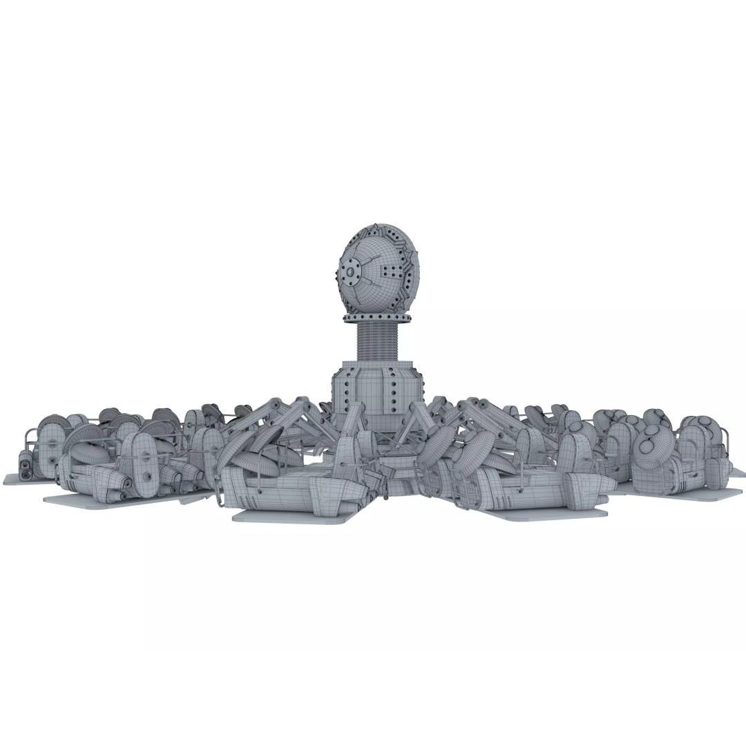 Aircraft Carousel 3D Model – Amusement Park Ride, FBX & OBJ Formats - View 8