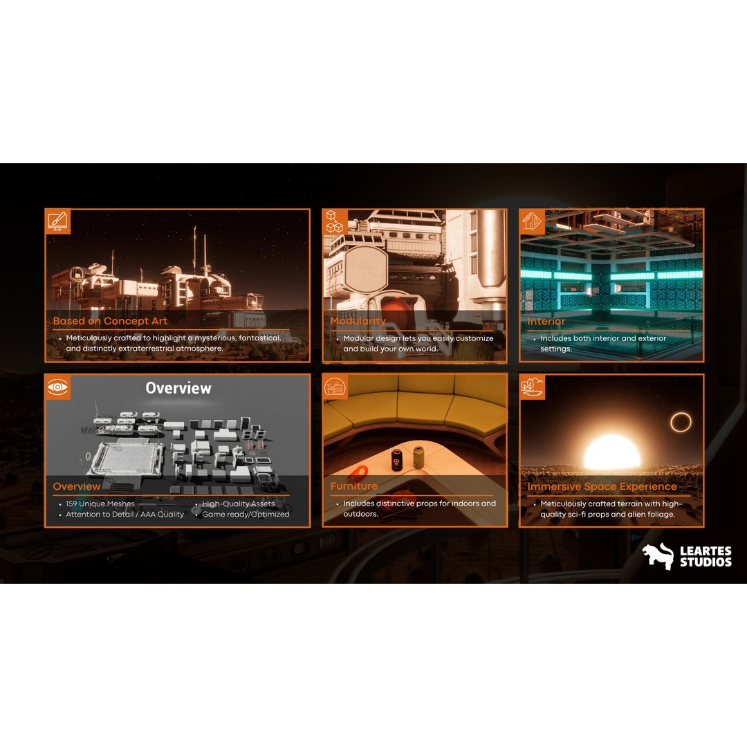 Red Planet Space Base 3D Model – Low Poly Game Asset, FBX, PBR - View 3