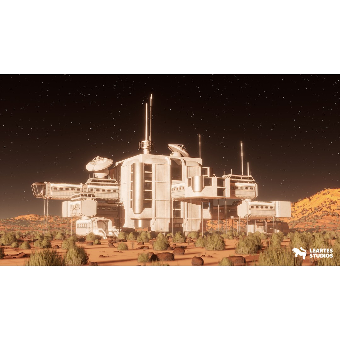 Red Planet Space Base 3D Model – Low Poly Game Asset, FBX, PBR - View 4