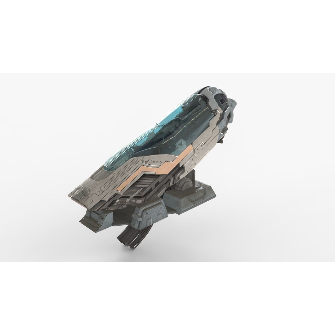 Futuristic Sleep Pod 3D Model – Low Poly Game Ready PBR Asset, FBX - View 4