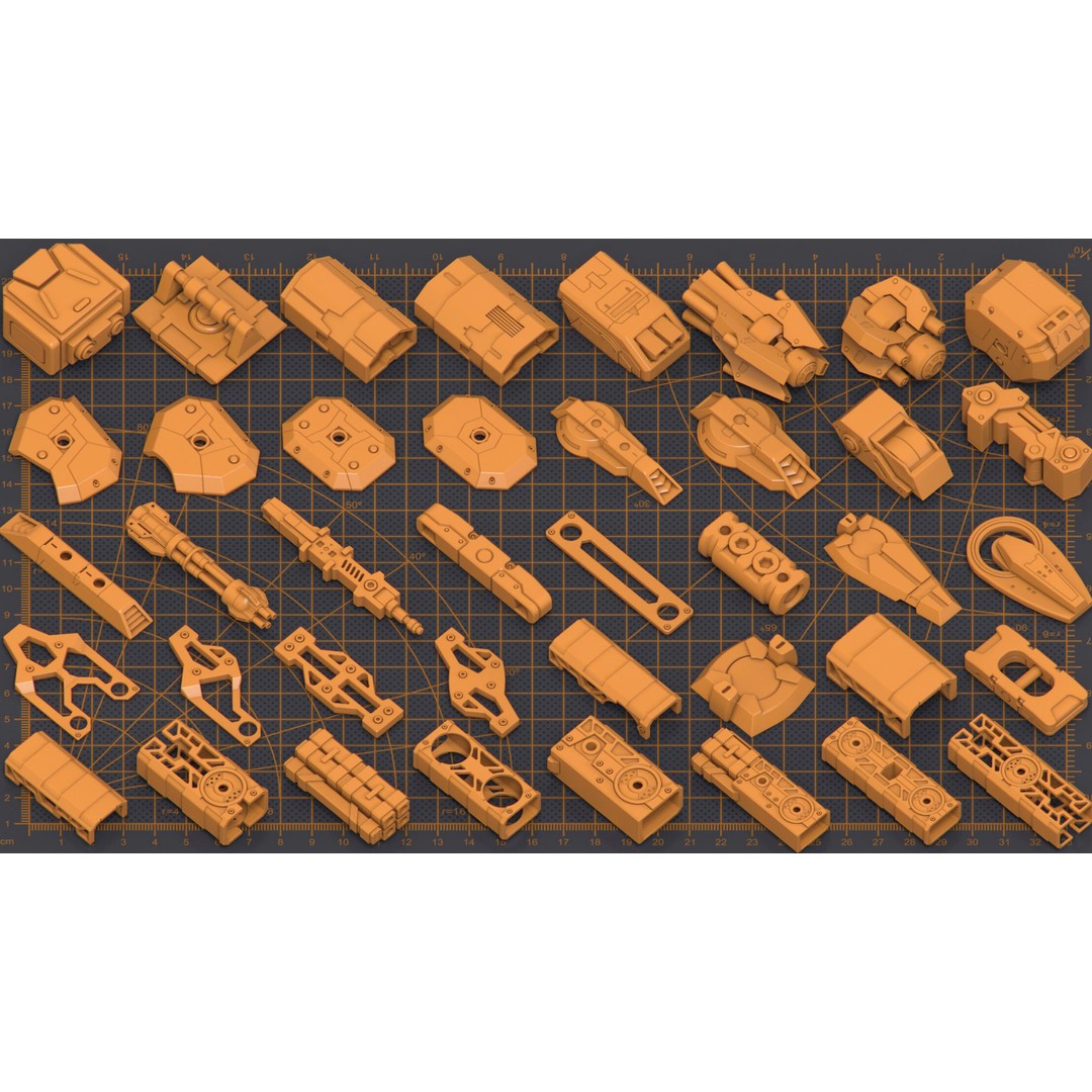Hard Surface Kitbash 3D Model – 300 Unique Objects for Sci-Fi Creations - View 10