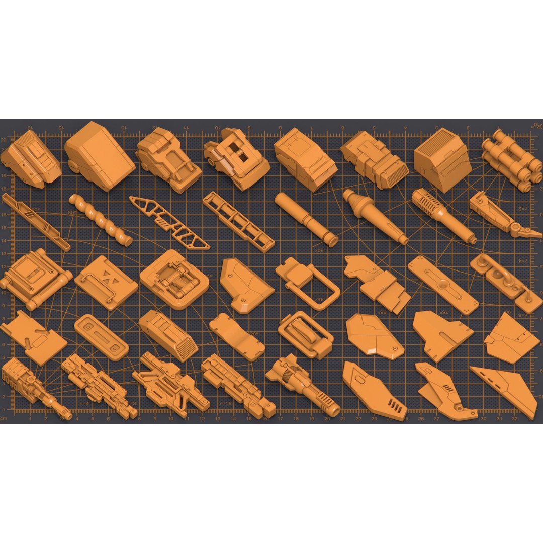 Hard Surface Kitbash 3D Model – 300 Unique Objects for Sci-Fi Creations - View 11