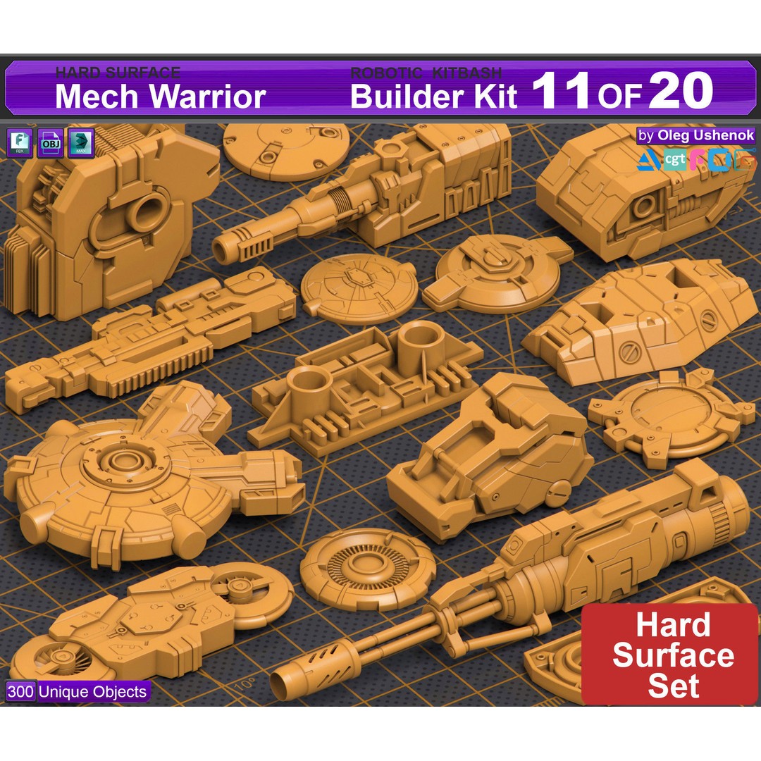 Hard Surface Kitbash 3D Model – 300 Unique Objects for Sci-Fi Creations - View 3
