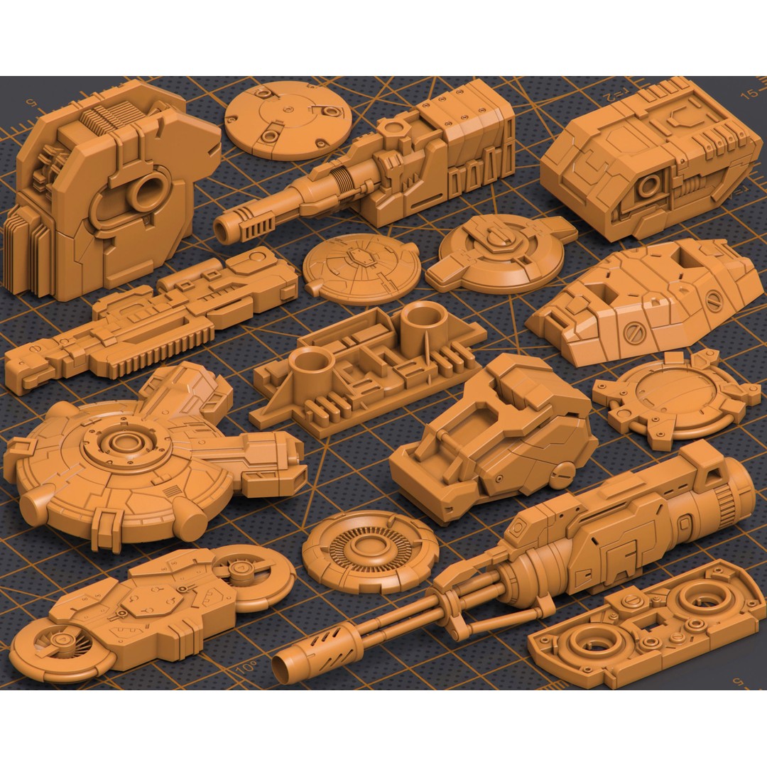 Hard Surface Kitbash 3D Model – 300 Unique Objects for Sci-Fi Creations - View 4