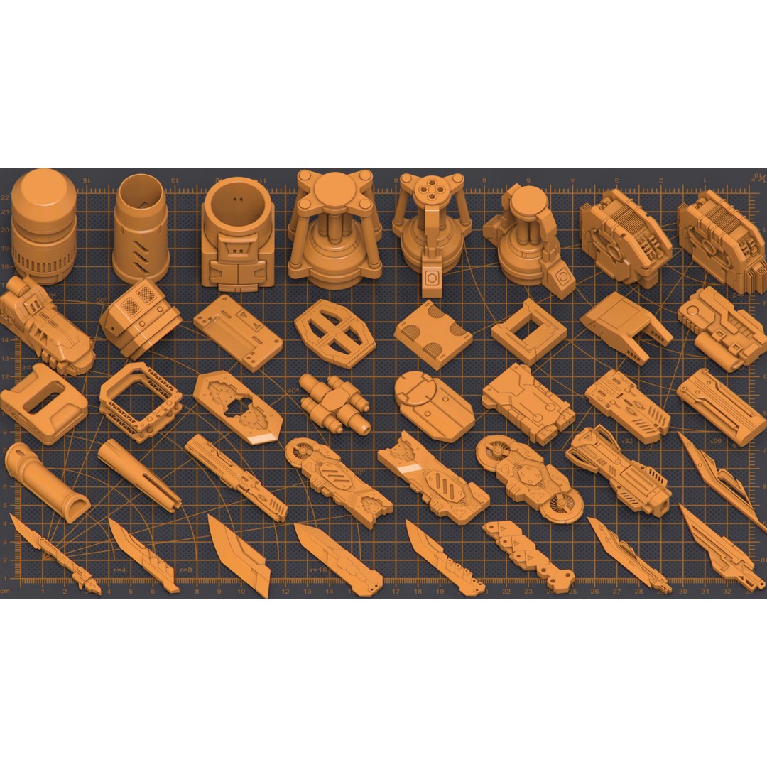 Hard Surface Kitbash 3D Model – 300 Unique Objects for Sci-Fi Creations - View 8