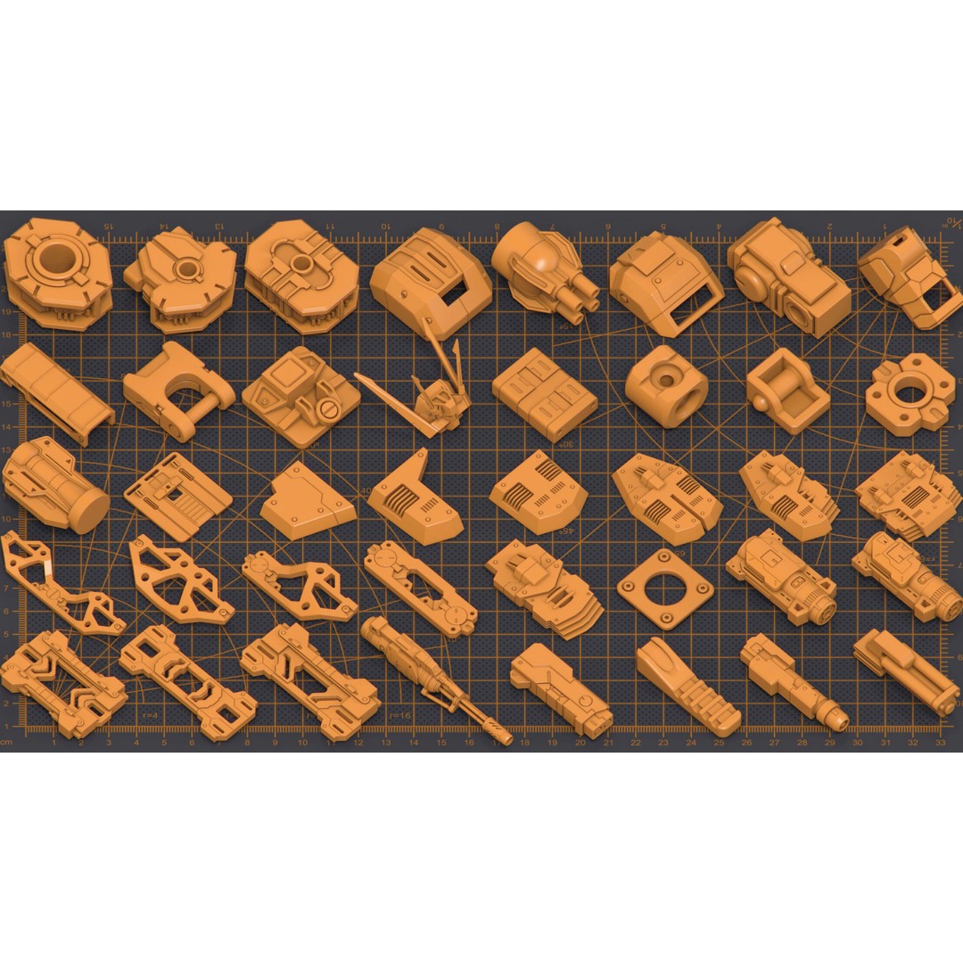 Hard Surface Kitbash 3D Model – 300 Unique Objects for Sci-Fi Creations - View 9