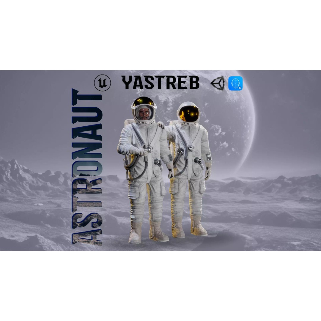 YASTREB Astronaut 3D Model – Low Poly Game-Ready Character, FBX - View 2