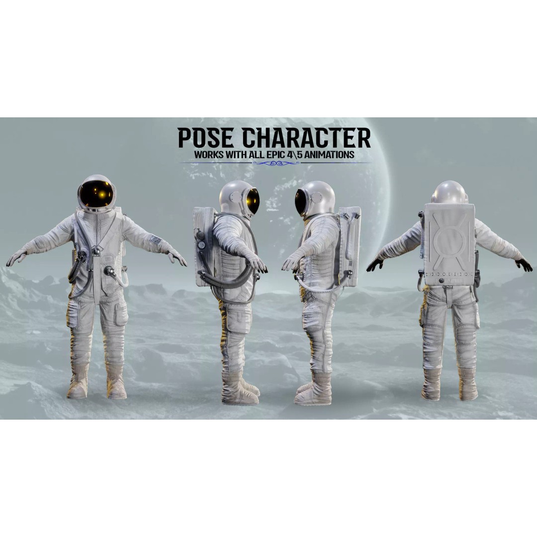 YASTREB Astronaut 3D Model – Low Poly Game-Ready Character, FBX - View 4