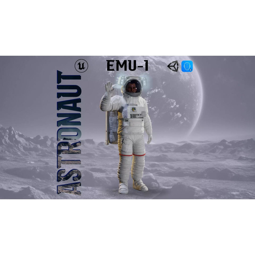 Astronaut 3D Model – Low Poly Game Ready Character for Unity & Unreal - View 2