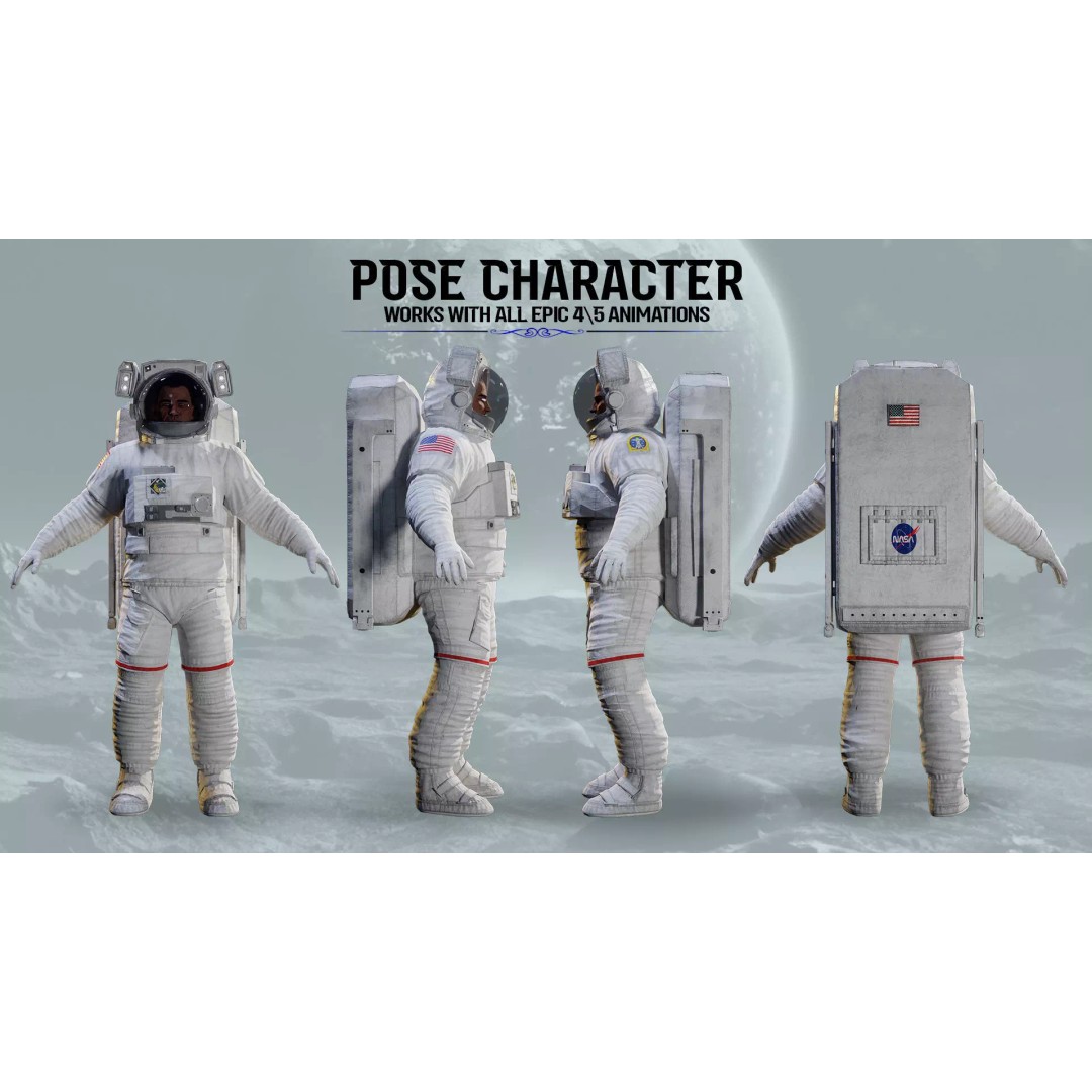 Astronaut 3D Model – Low Poly Game Ready Character for Unity & Unreal - View 4
