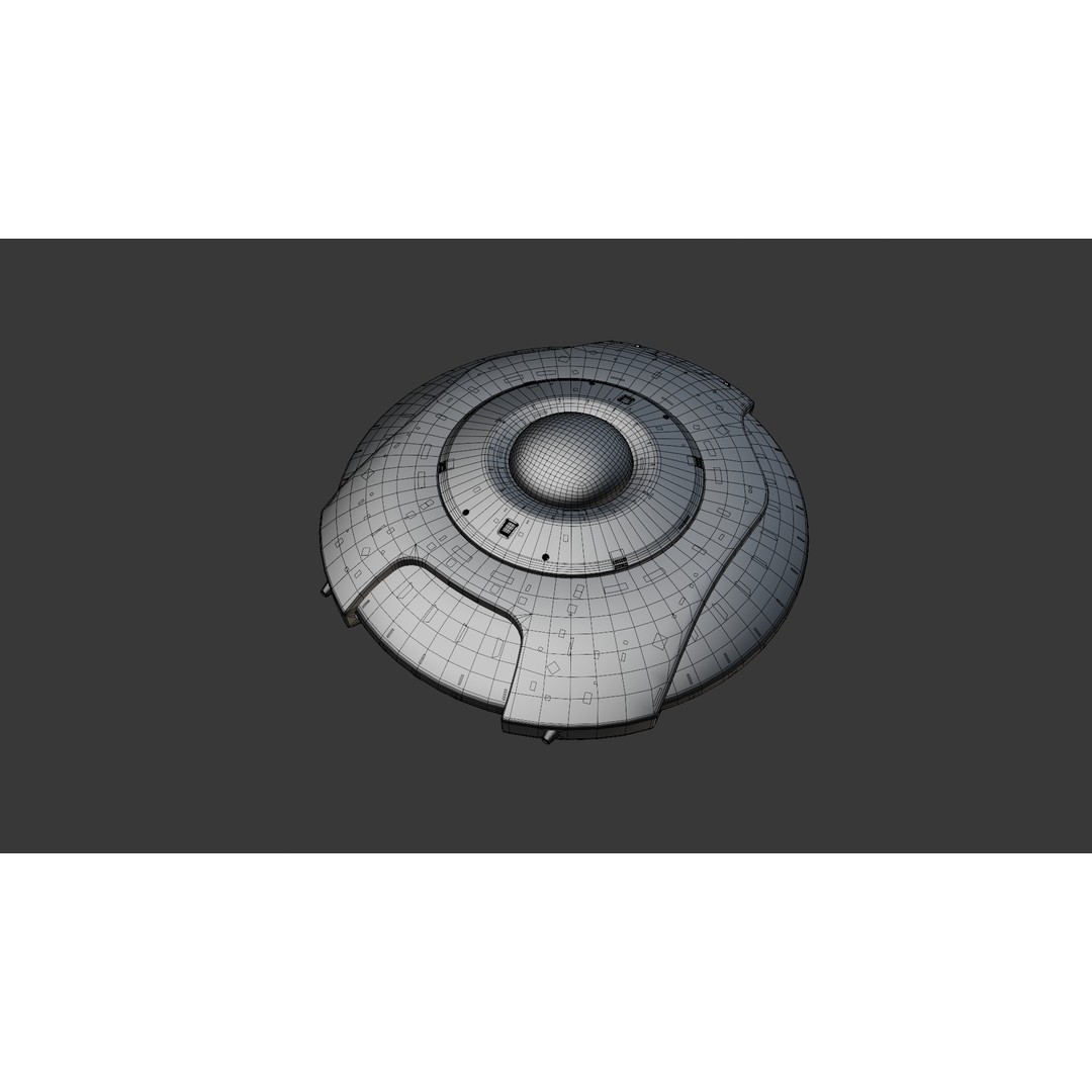 Oblasphere UFO 3D Model – Low Poly Spaceship, Game Ready, FBX