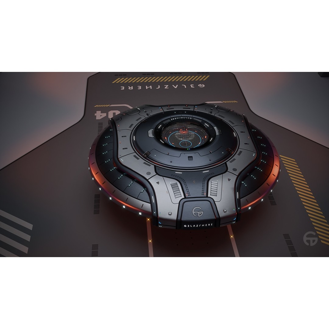 Oblasphere UFO 3D Model – Low Poly Spaceship, Game Ready, FBX - View 10