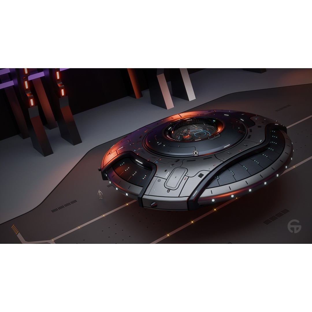 Oblasphere UFO 3D Model – Low Poly Spaceship, Game Ready, FBX - View 16