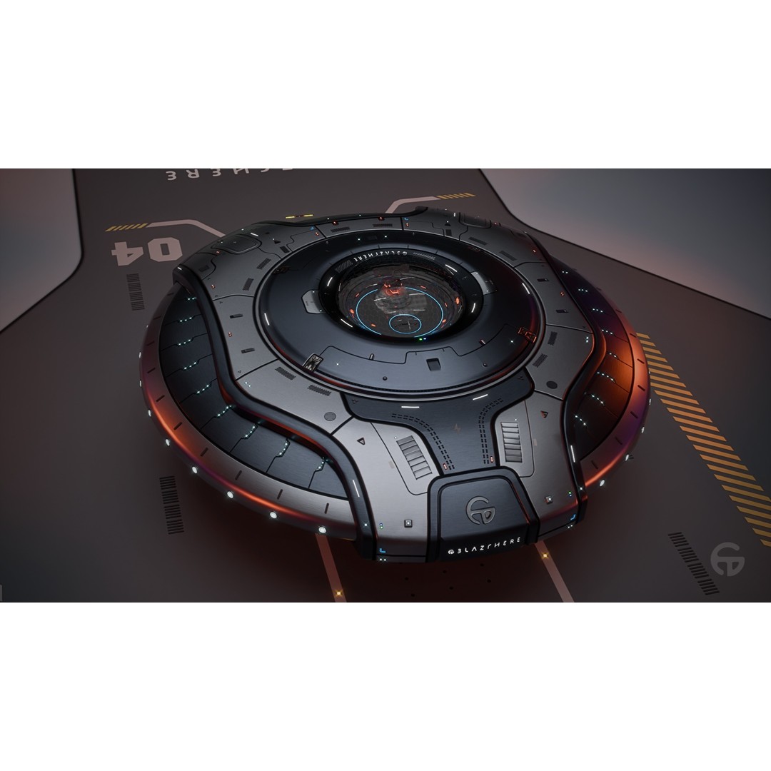Oblasphere UFO 3D Model – Low Poly Spaceship, Game Ready, FBX - View 18