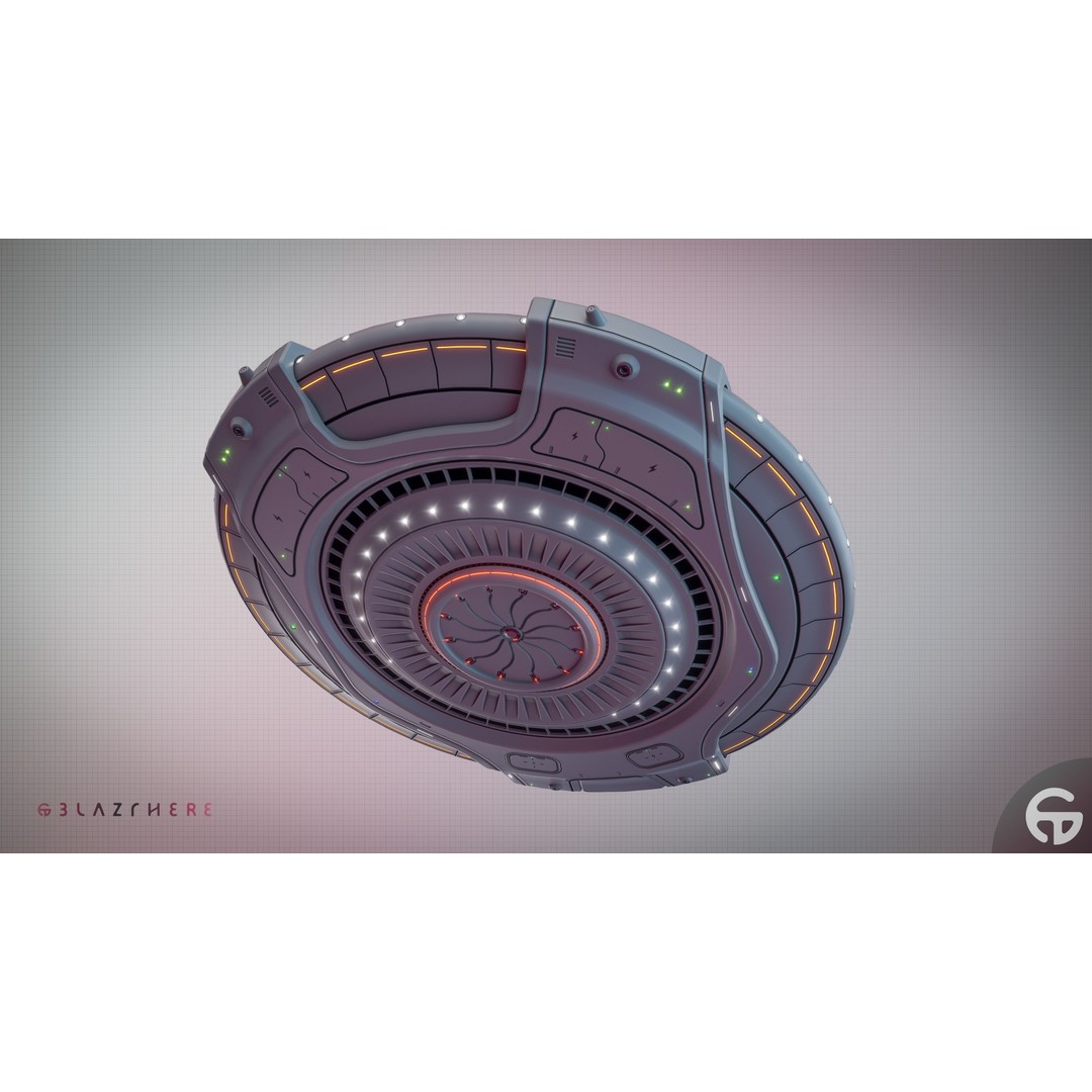 Oblasphere UFO 3D Model – Low Poly Spaceship, Game Ready, FBX - View 24