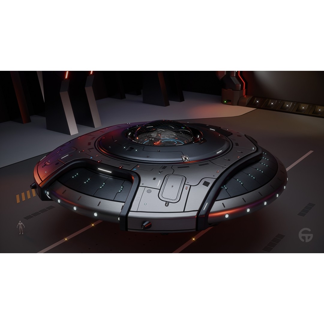 Oblasphere UFO 3D Model – Low Poly Spaceship, Game Ready, FBX - View 3