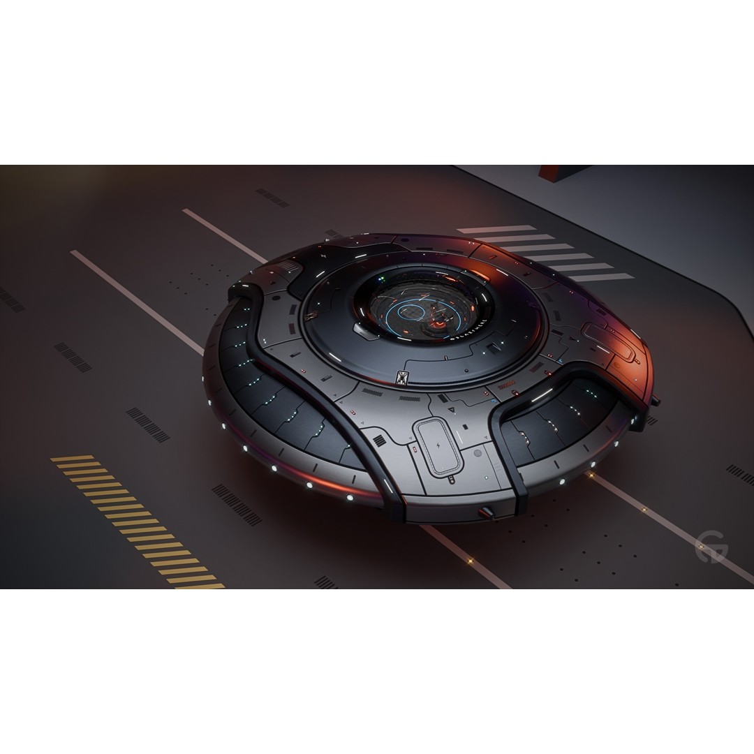 Oblasphere UFO 3D Model – Low Poly Spaceship, Game Ready, FBX - View 6