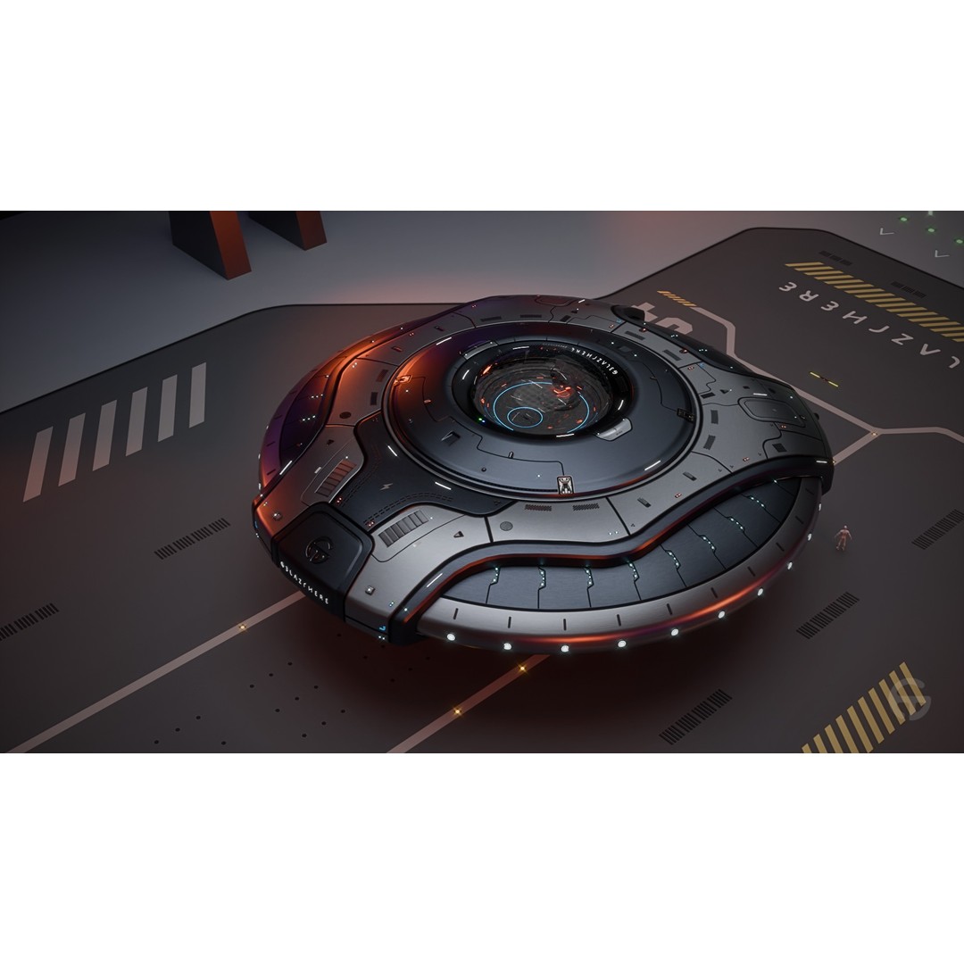 Oblasphere UFO 3D Model – Low Poly Spaceship, Game Ready, FBX - View 7