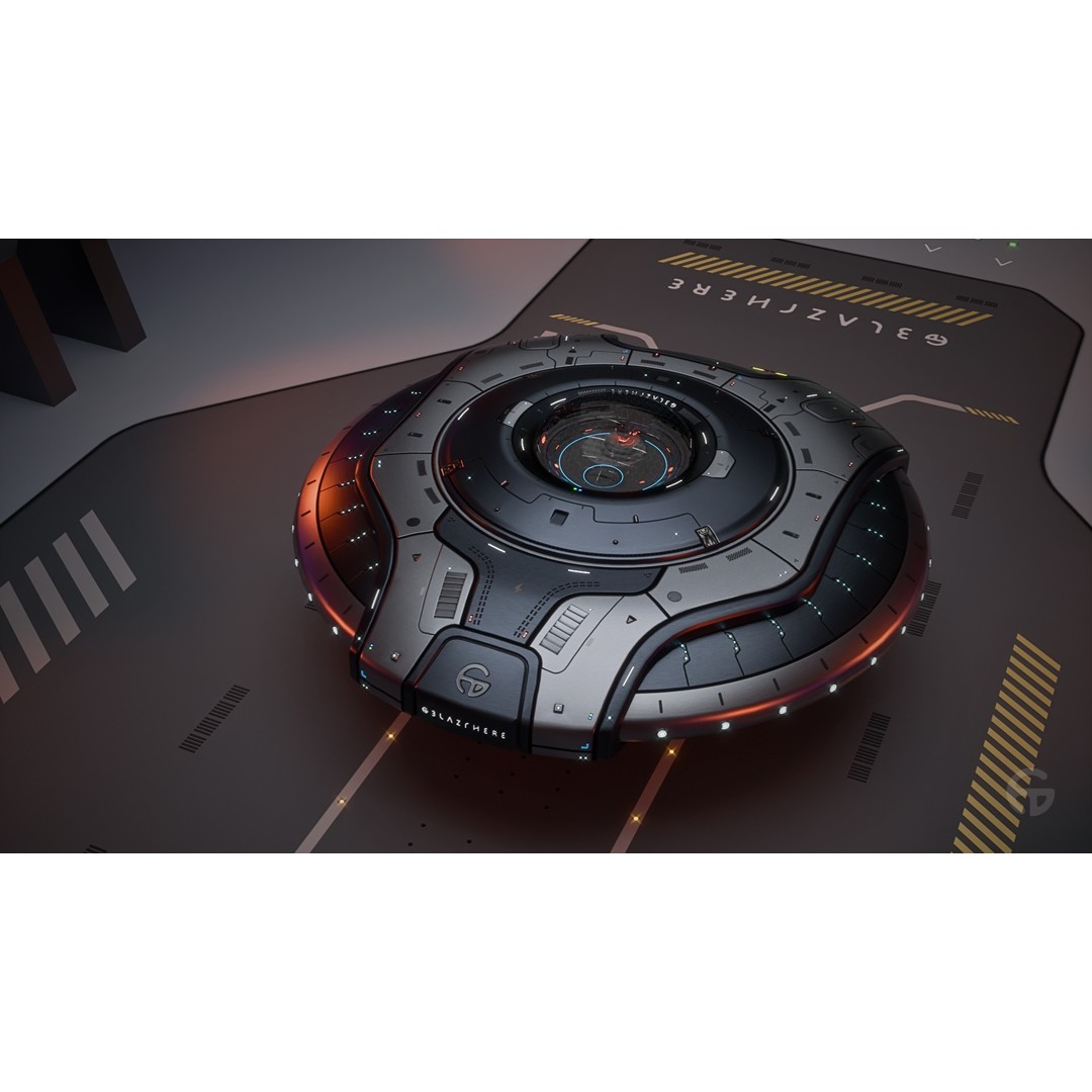 Oblasphere UFO 3D Model – Low Poly Spaceship, Game Ready, FBX - View 8