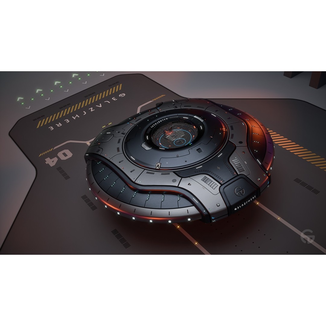 Oblasphere UFO 3D Model – Low Poly Spaceship, Game Ready, FBX - View 9